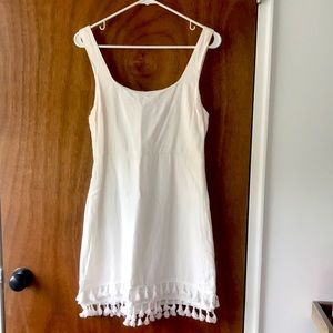 White Tassel Square Neck lulus Dress